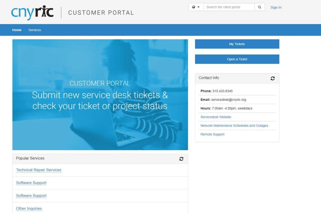 self-service portal CNYRIC